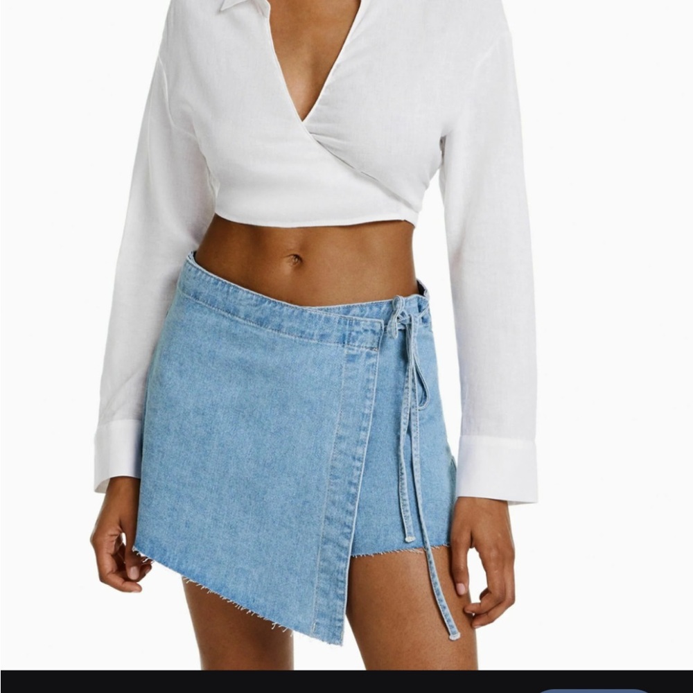 GAP Blue Tie Front Mini Skirt